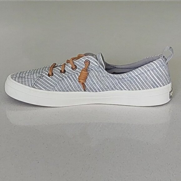 Sperry Memory Foam Gray/Whte  Striped Top-Siders Size 7M - Picture 15 of 16